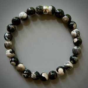 Black Orca Agate Handcrafted Bead Bracelet